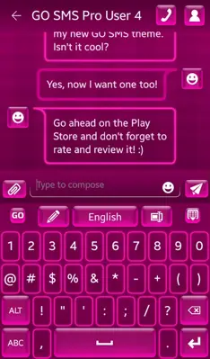 GO Keyboard Hot Pink Theme android App screenshot 3