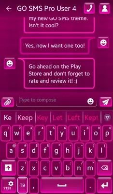 GO Keyboard Hot Pink Theme android App screenshot 4